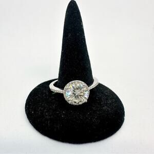 Moissanite Diamond Engagement Ring Brilliant Round Cut Halo 925 GRA 2 Ct Size 8